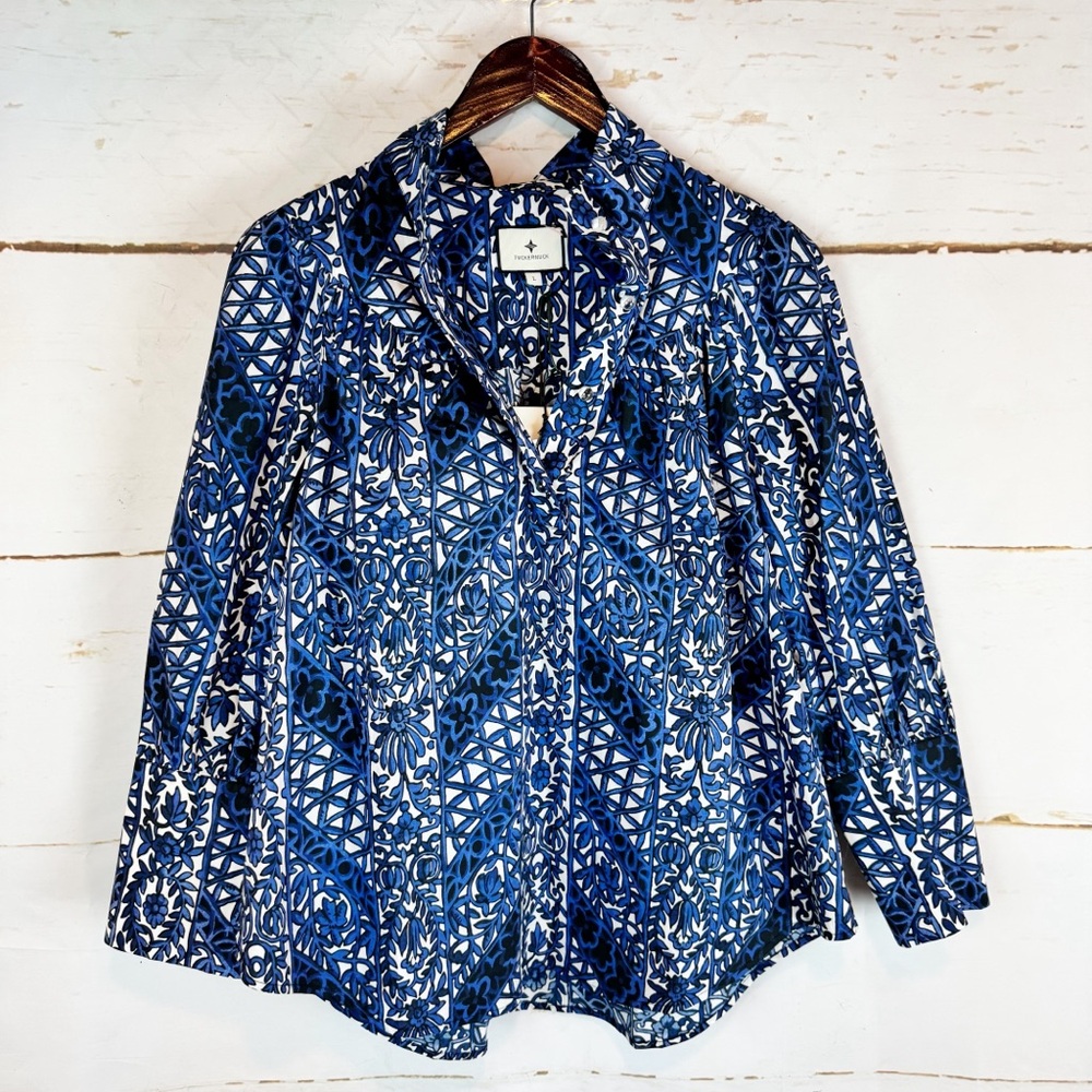 Tuckernuck Blue and White Printed Tunic Top - Picture 2 of 11